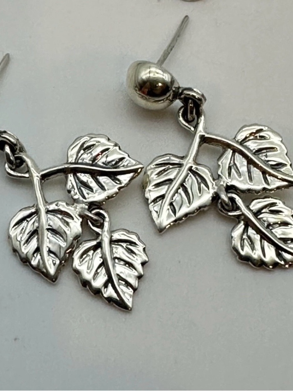 Silver 950 Leaf Dangle Earrings - Women Jewelry